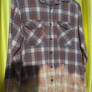 Faded Glory Brown and Blue Plaid Shirt